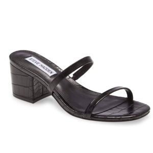 NWOB STEVE‎ MADDEN Issy Croc Embossed Block Heel Sandals. Size 10